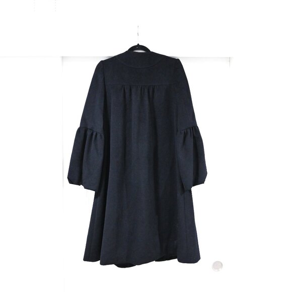 Diane von Furstenberg Size 6 Navy Wool Puff Sleve Midi Pea Coat - Picture 9 of 9